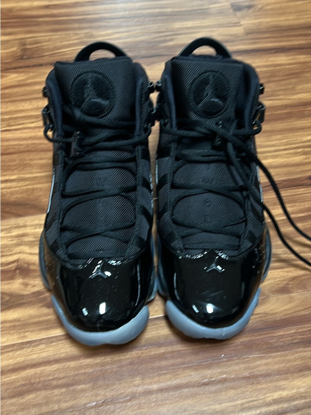 Jordan Men's Black Patent Leather High-Top Sneakers with Icy Soles - Picture 3 of 4